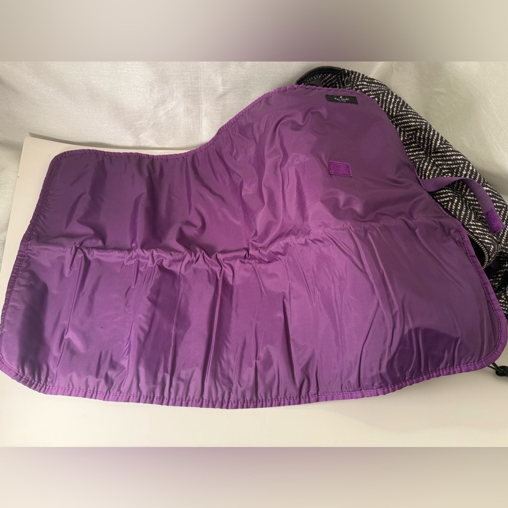 Kate Spade Stevie BlackWhite Baby Bag Travel Bag Changing Pad Purple Breast Pads - Picture 8 of 9